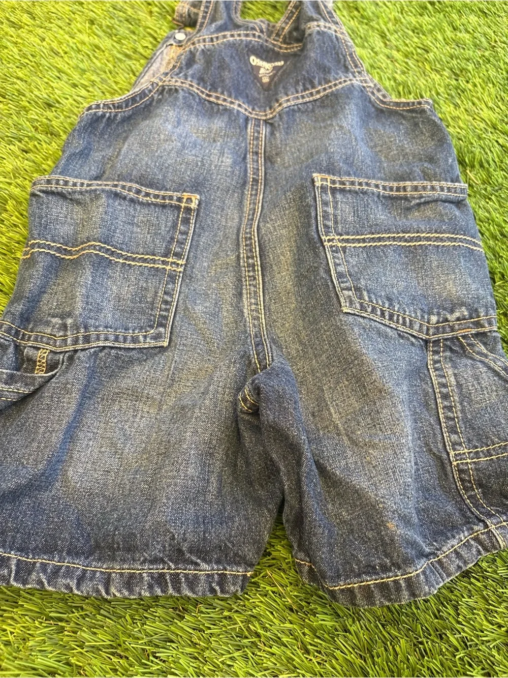 OshKosh B'gosh Vintage-Style Denim Short Overalls - Blue